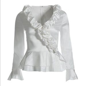 Elegant White Ruffled Women's Top